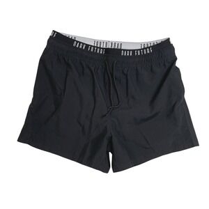ASOS DESIGN swim shorts in super short length black lined Dark Future Size XL